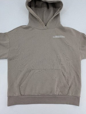 FB Sister beige zip-through hoodie with adorable teddy bear back print and kangaroo pocket.
