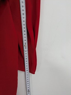 Yessica red vintage dress 80s style with long puff sleeves and pleated skirt.