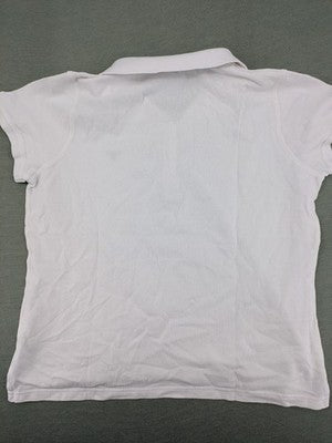 GANT white polo shirt with navy collar, embroidered logo on chest, piqué fabric.