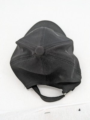 Polo black cap adjustable strapback classic design with embroidered logo and ventilation holes.