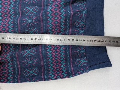 Black Horse black vest geometric pattern blue petrol lilac V-neck 100% cotton vintage