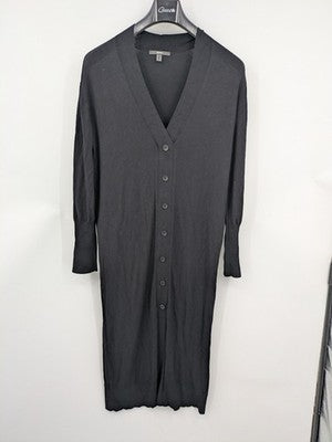 Esprit black knit jumper with button placket and deep V-neck, made from LENZING™ ECOVERO™ viscose.