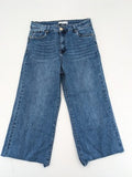 Goodies blue wide leg cropped jeans high rise raw hem classic 5-pocket design