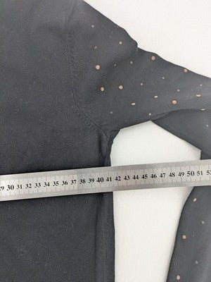 Piazza Italia beige cardigan with brown polka dots and contrasting cuffs, soft viscose blend.