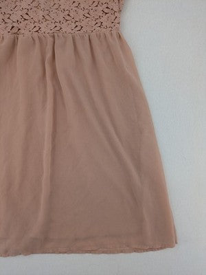 Vero Moda pink wedding dress with lace bodice and keyhole back detail.