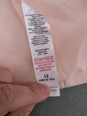 Dorothy Perkins pink long blazer open front with classic lapels and two front pockets