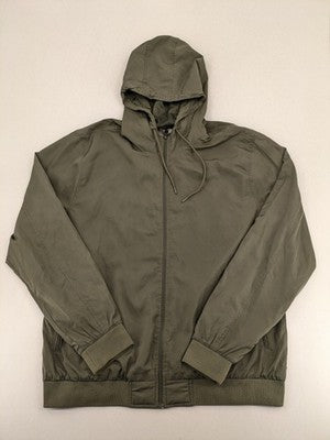 Blend khaki windbreaker jacket 3XL with drawstring hood and full zipper.