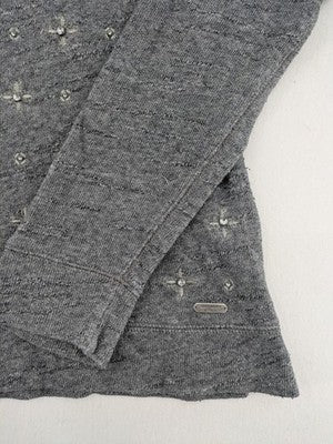 Abercrombie & Fitch grey sweatshirt with embroidered details and raglan sleeves.