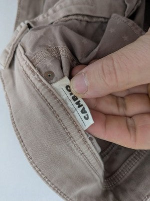 Cambio straight leg jeans beige with classic five-pocket design and zipper fly.