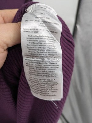 ONLY LIFE purple maxikleid long sleeve ribbed V-neck soft viscose blend fabric