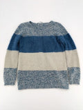 Bodyflirt knit jumper beige blue grey colorblock stripes soft material classic round neck
