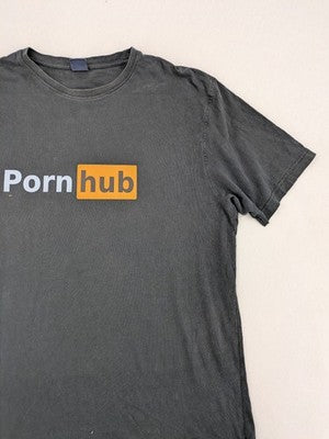 Pornhub orange short sleeve t-shirt classic logo graphic design size XXL