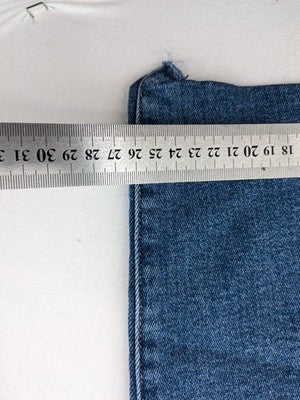 Goodies blue wide leg cropped jeans high rise raw hem classic 5-pocket design