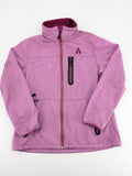 Nkd pink purple softshell jacket with fleece lining and high collar, visible wear marks.