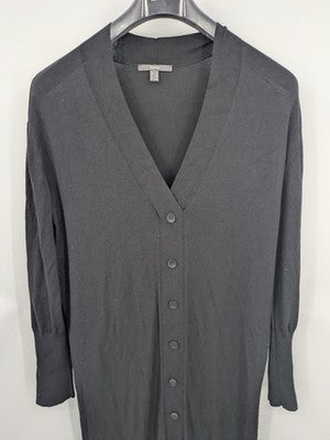 Esprit black knit jumper with button placket and deep V-neck, made from LENZING™ ECOVERO™ viscose.