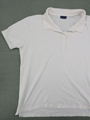 Darling Harbour white polo shirt with collar and three-button placket.