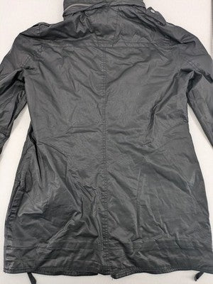 Mavi parka coat black waxed cotton check flannel lining four front pockets