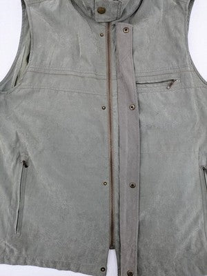 MN.MODE grey vest full zip with stand collar and multiple secure pockets
