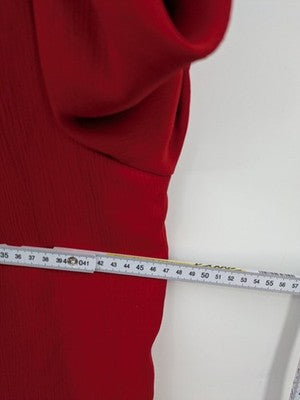 Yessica red vintage dress 80s style with long puff sleeves and pleated skirt.