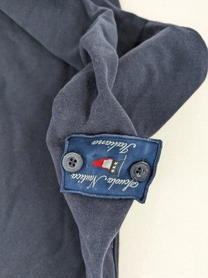 Nautica navy sweatshirt with embroidered logo on chest and patch on sleeve.