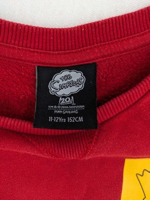 The Simpsons red sweatshirt featuring Bart Simpson graphics and classic crew neck design.