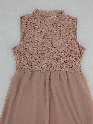 Vero Moda pink wedding dress with lace bodice and keyhole back detail.