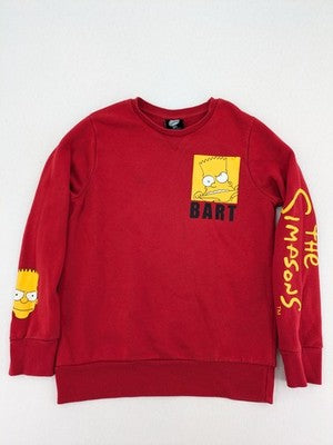 The Simpsons red sweatshirt featuring Bart Simpson graphics and classic crew neck design.