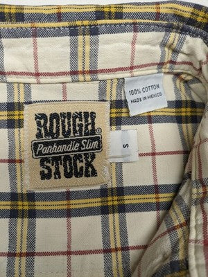Panhandle Slim multi plaid shirt, button-down, single chest pocket with embroidered crest.