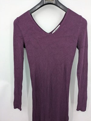 ONLY LIFE purple maxikleid long sleeve ribbed V-neck soft viscose blend fabric
