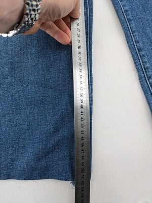 Goodies blue wide leg cropped jeans high rise raw hem classic 5-pocket design