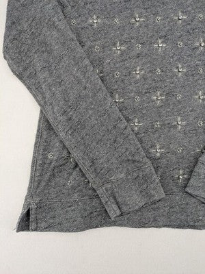 Abercrombie & Fitch grey sweatshirt with embroidered details and raglan sleeves.