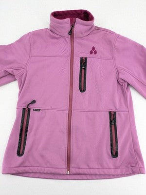 Nkd pink purple softshell jacket with fleece lining and high collar, visible wear marks.