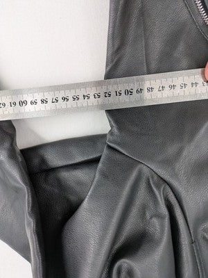 Primark black biker jacket faux leather asymmetrical zipper and shoulder epaulettes.