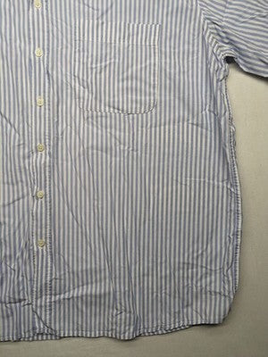 Seidensticker blue and white striped button-up shirt with a chest pocket and logo.