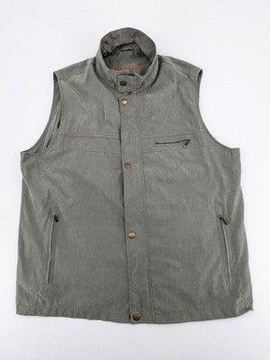 MN.MODE grey vest full zip with stand collar and multiple secure pockets
