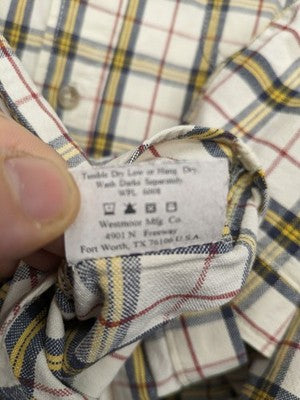 Panhandle Slim multi plaid shirt, button-down, single chest pocket with embroidered crest.