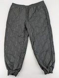 GEF grey loungewear joggers quilted design, fleece-lined, elastic waistband with drawstring.