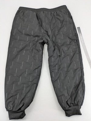 GEF grey loungewear joggers quilted design, fleece-lined, elastic waistband with drawstring.