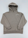 FB Sister beige zip-through hoodie with adorable teddy bear back print and kangaroo pocket.