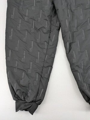 GEF grey loungewear joggers quilted design, fleece-lined, elastic waistband with drawstring.