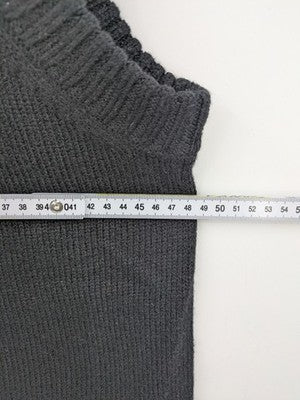 ONLY knit jumper black sleeveless with ribbed stand-up collar and side slits.