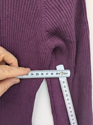 ONLY LIFE purple maxikleid long sleeve ribbed V-neck soft viscose blend fabric