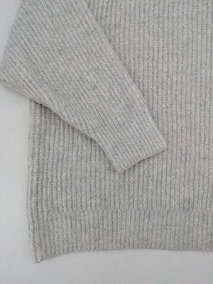 Zara Knit grey oversized roll neck jumper with ribbed texture and soft wool blend.