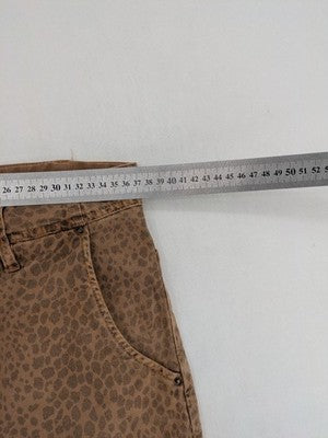 Bershka beige brown shorts allover leopard print, button fly, cotton stretch material.