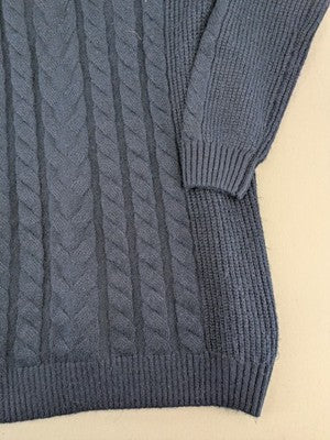 Tchibo navy sweater dress with cable knit pattern and cozy roll neck.