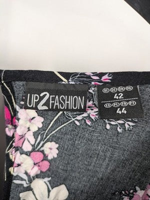 up2 fashion multi floral jumpsuit black sleeveless design with waist drawstring and keyhole back