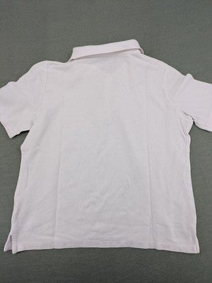 Fabiani white polo shirt with embroidered emblem, short sleeves, classic collar, button placket.