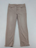 Cambio straight leg jeans beige with classic five-pocket design and zipper fly.