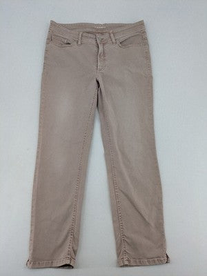 Cambio straight leg jeans beige with classic five-pocket design and zipper fly.