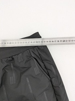 GEF grey loungewear joggers quilted design, fleece-lined, elastic waistband with drawstring.